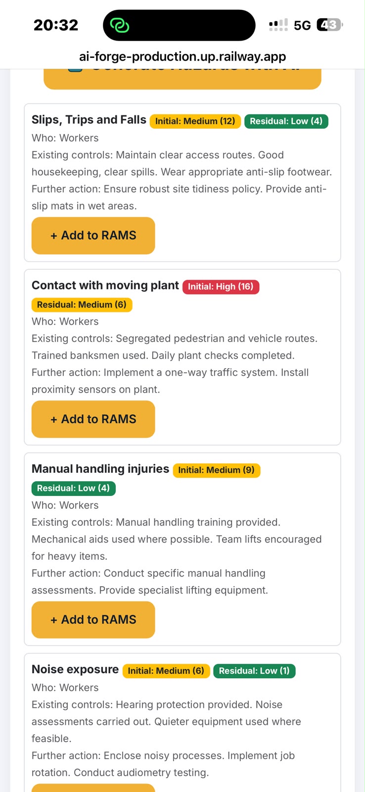 AI-drafted hazards, only what's relevant